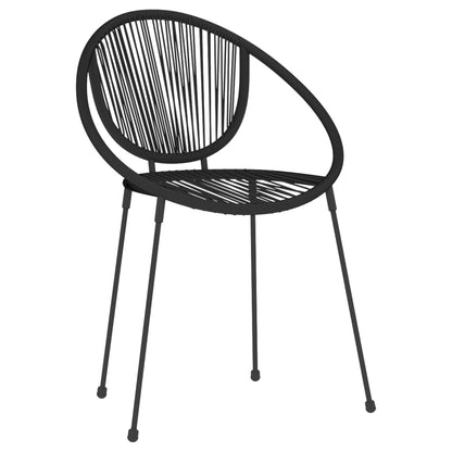 Dining Set | Black | Powder-coated steel, glass, PVC rattan | Stackable