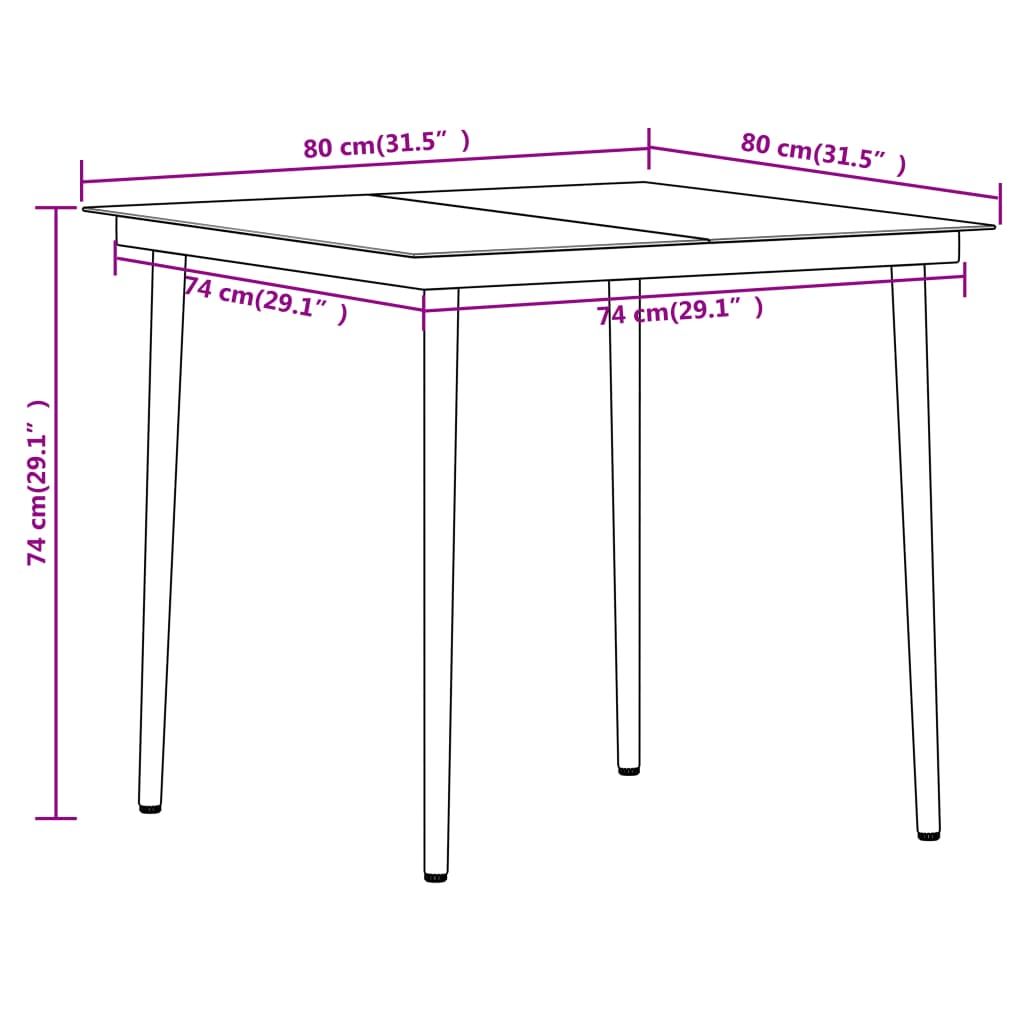 Dining Set | Black | Powder-coated steel, glass, PVC rattan | Stackable