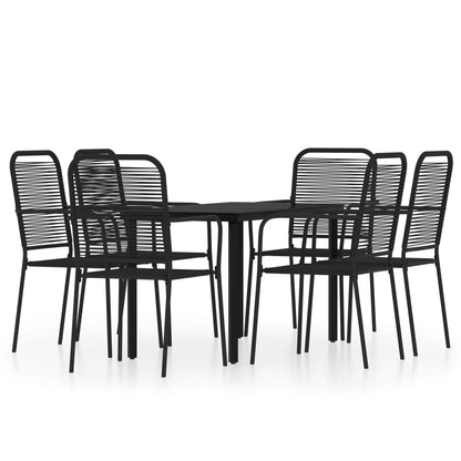 Dining Set | Black | Powder-coated steel, glass, cotton rope | Medium