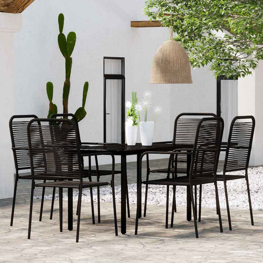 7 Piece Garden Dining Set Black