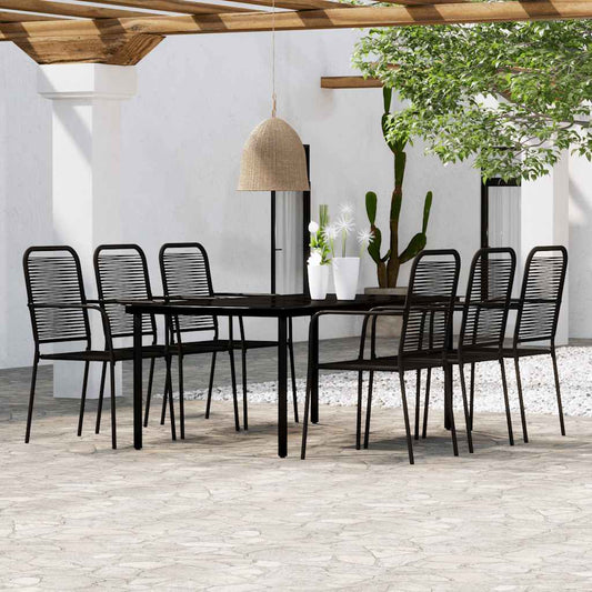 7 Piece Garden Dining Set Black