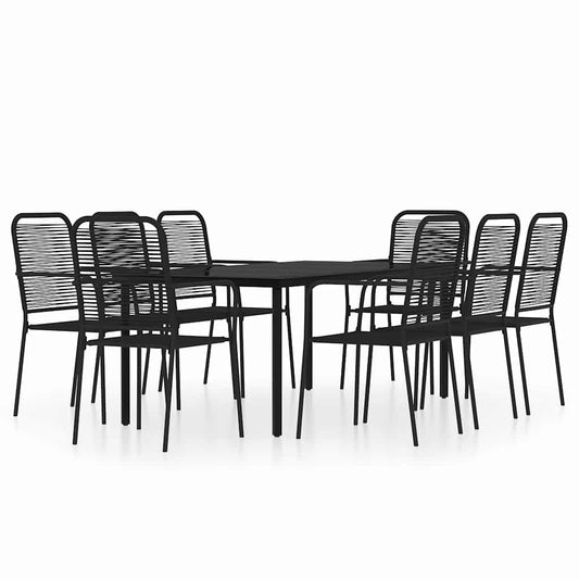 9 Piece Garden Dining Set Black