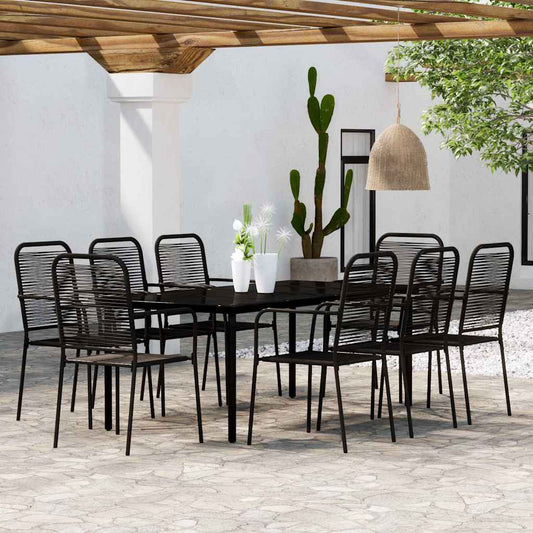 9 Piece Garden Dining Set Black