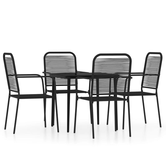 Dining Set | Black | Powder-coated steel, glass, cotton rope | Standard