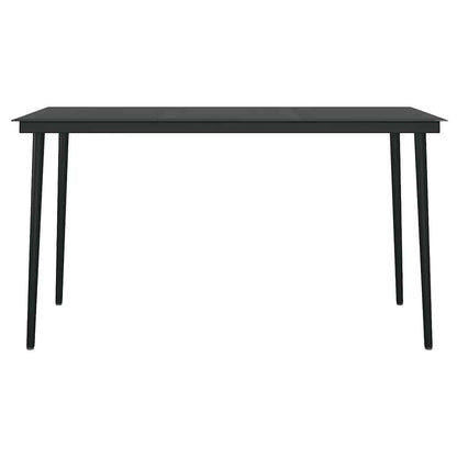 Dining Set | Black | Powder-coated steel, cotton rope, tempered glass