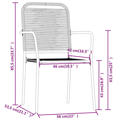 Dining Set | Black | Powder-coated steel, cotton rope, tempered glass