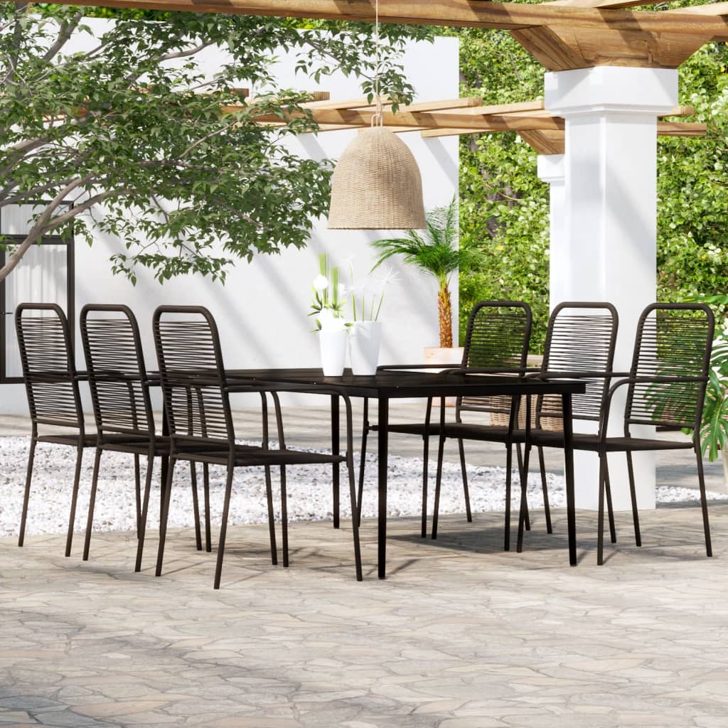 Dining Set | Black | Powder-coated steel | Large |  Durable  | Dining Set
