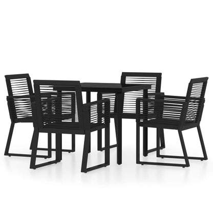 Dining Set | Black | PVC rattan, powder-coated steel, glass | Standard