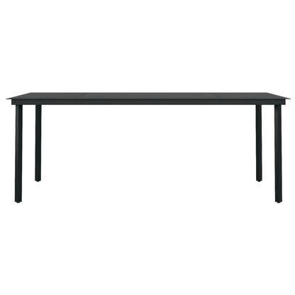 Dining Set | Black | Powder-coated steel, PVC rattan, glass | Large
