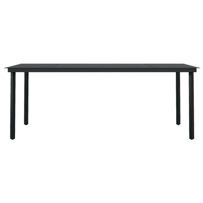 Dining Set | Black | Powder-coated steel, glass, PVC rattan | Large
