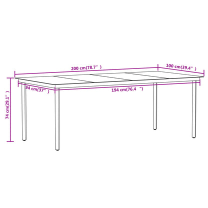 Dining Set | Black | Powder-coated steel, glass, PVC rattan | Large
