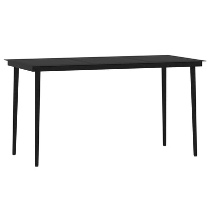 Dining Set | Black | Powder-coated steel, glass, PVC rattan | 7 Piece