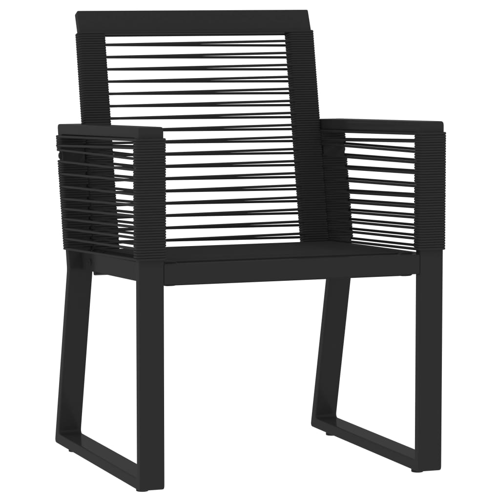 Dining Set | Black | Powder-coated steel, glass, PVC rattan