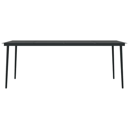Dining Set | Black | Powder-coated steel, glass, PVC rattan | Large