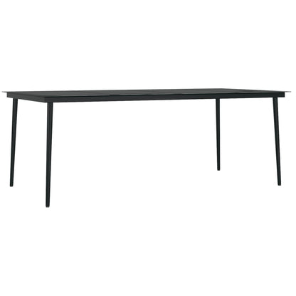Dining Set | Black | Powder-coated steel, glass, PVC rattan | Large