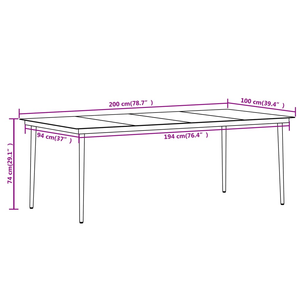 Dining Set | Black | Powder-coated steel, glass, PVC rattan | Large