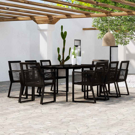 9 Piece Garden Dining Set Black