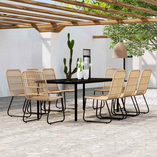 9 Piece Garden Dining Set Oak