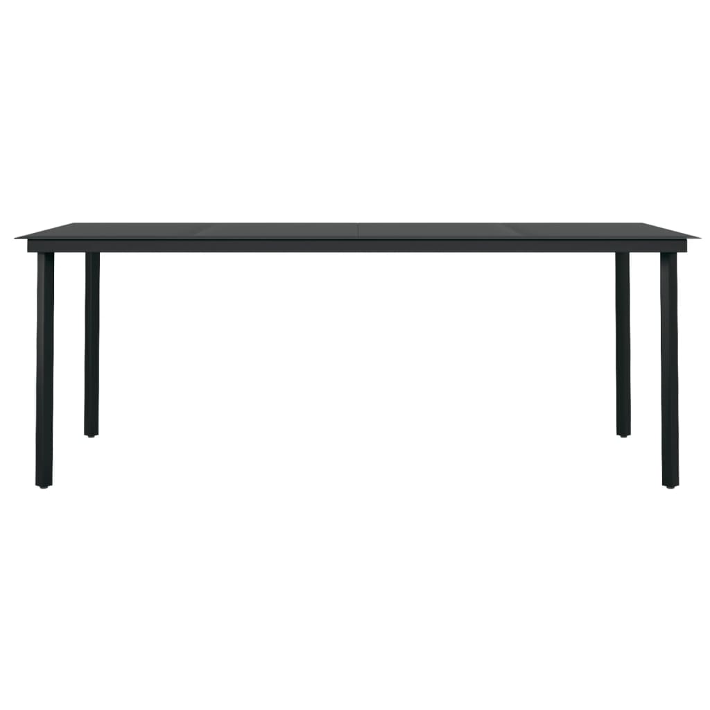 Dining Set | Black | Powder-coated steel, PE rattan, glass | Large