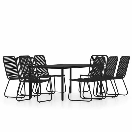9 Piece Garden Dining Set Black