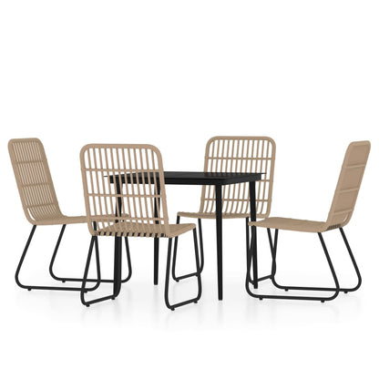 Dining Set | Oak and Black | PE Rattan and Powder-Coated Steel