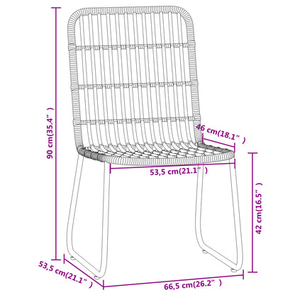 Dining Set | Oak and Black | PE Rattan and Powder-Coated Steel