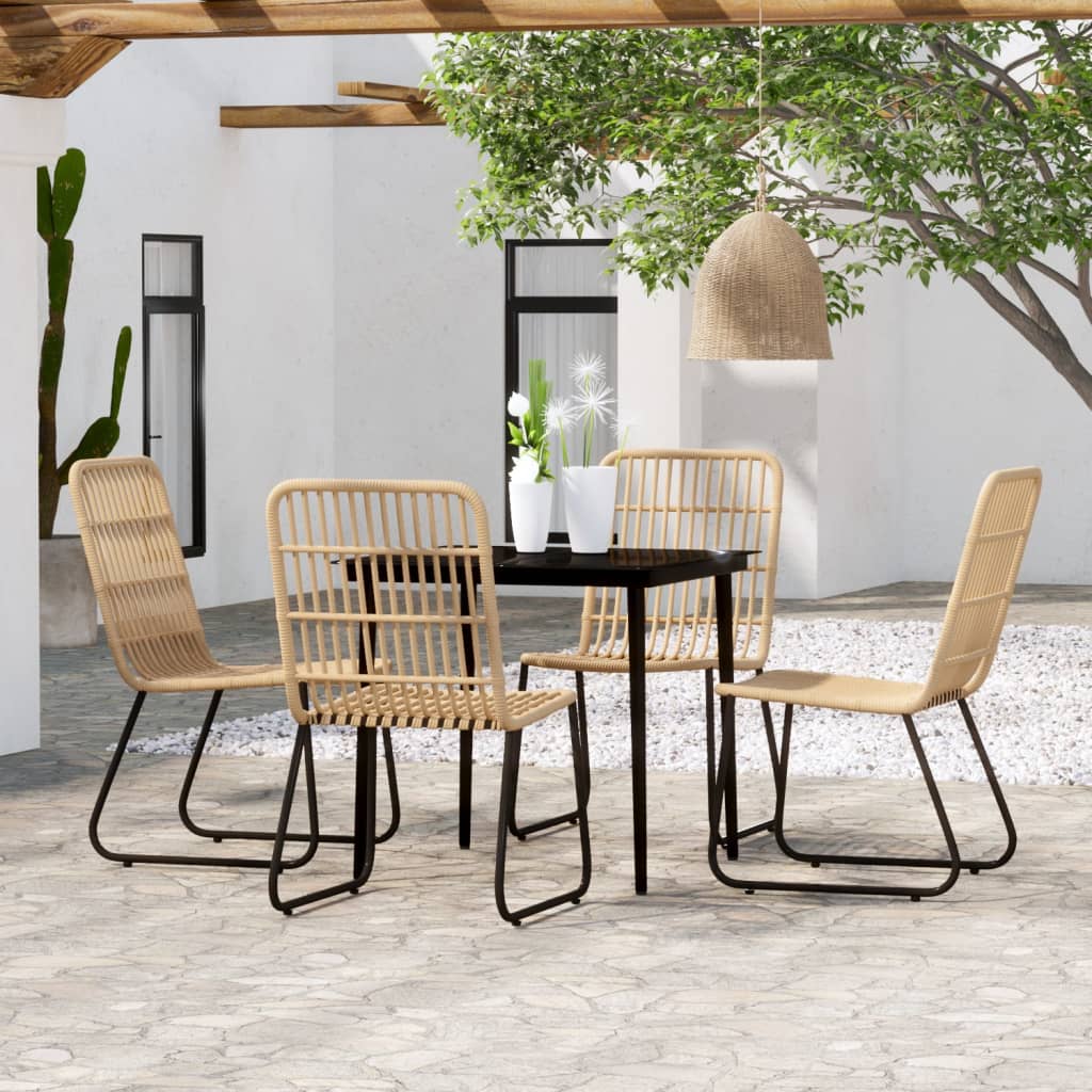 Dining Set | Oak and Black | PE Rattan and Powder-Coated Steel