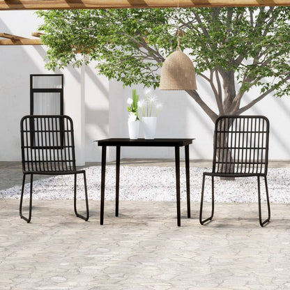 3 Piece Patio Dining Set Black
