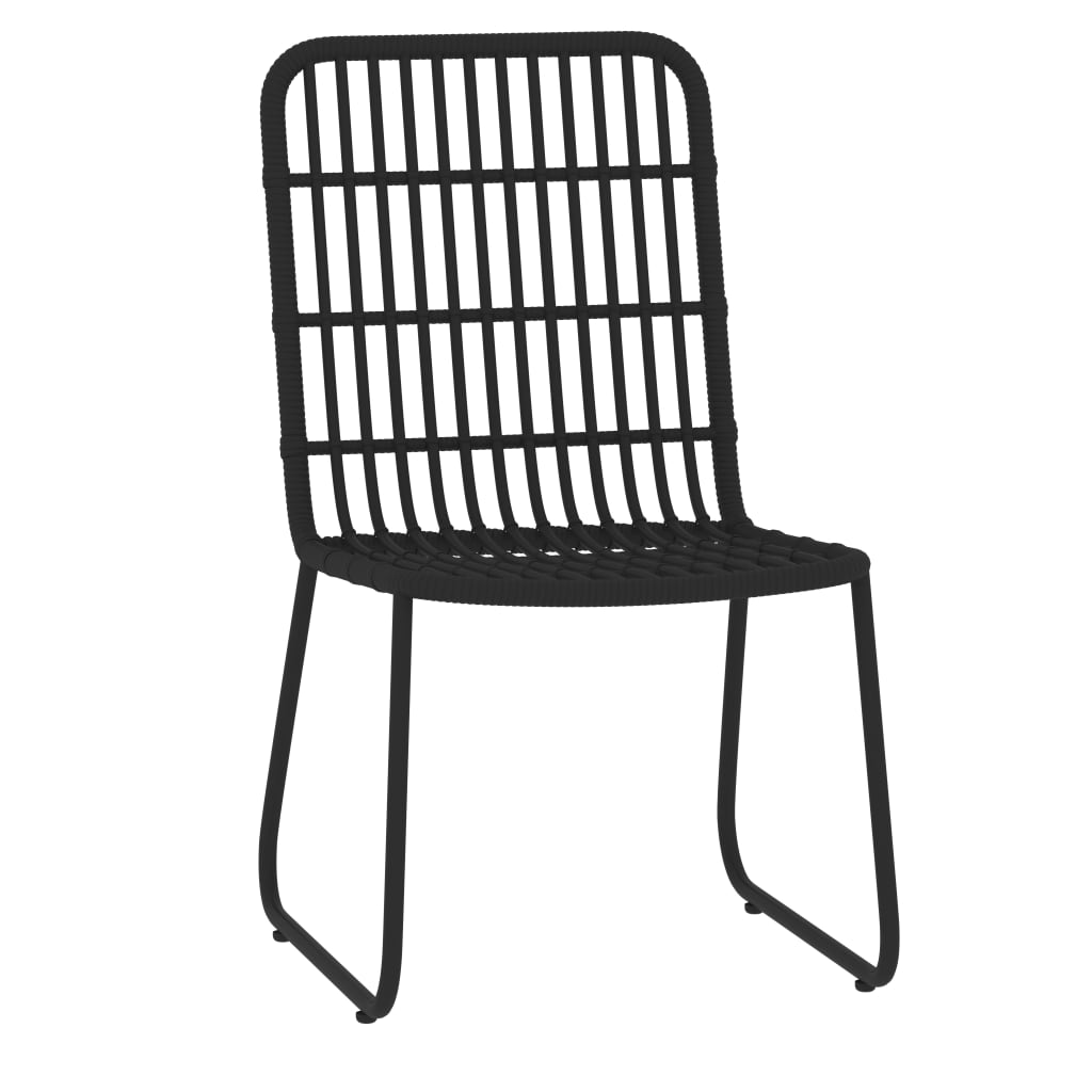 Dining Set | Black | Powder-coated steel, PE rattan, glass | Medium