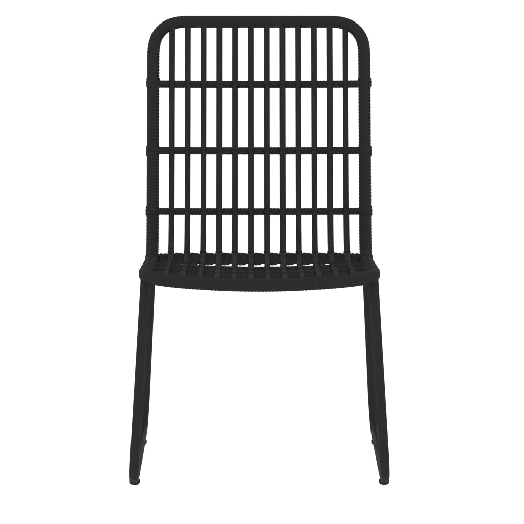 Dining Set | Black | Powder-coated steel, PE rattan, glass | Medium
