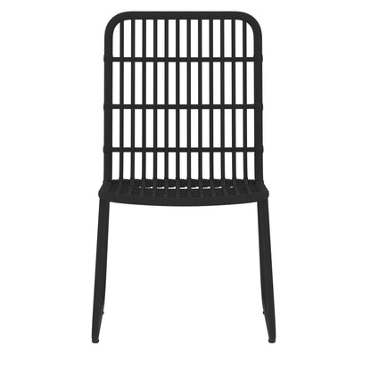 Dining Set | Black | Powder-coated steel, PE rattan, glass | Medium