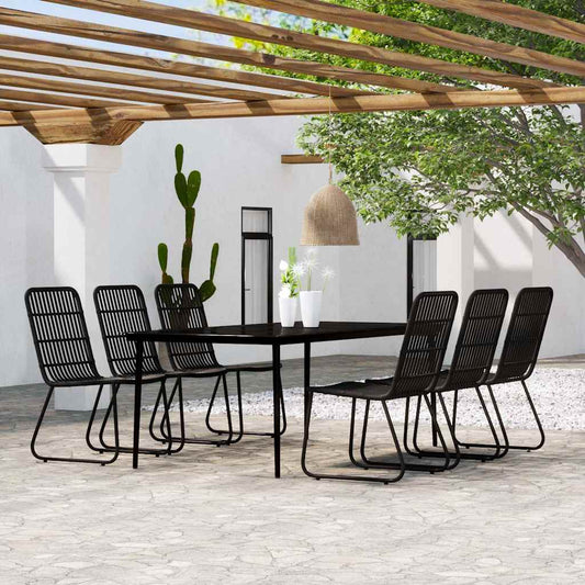 Dining Set | Black | Powder-coated steel | Large | UV-resistant materials