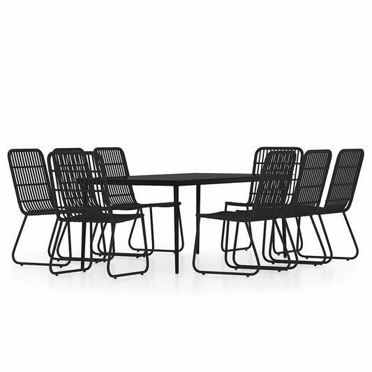 9 Piece Garden Dining Set Black