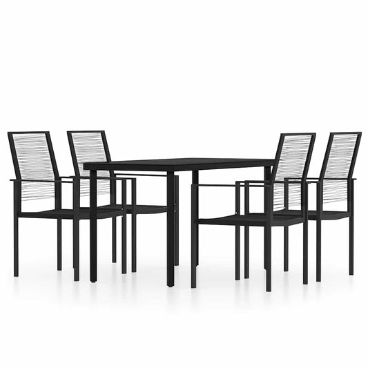 5 Piece Garden Dining Set Black