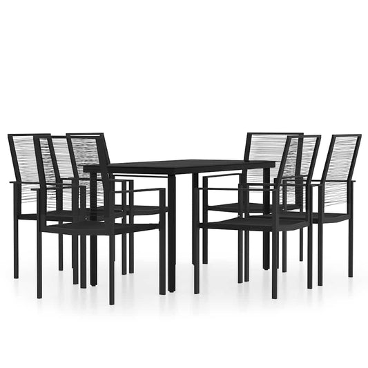 7 Piece Garden Dining Set Black