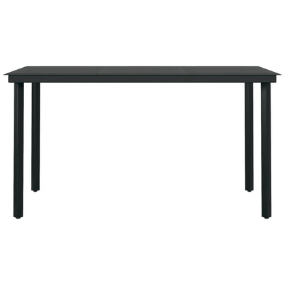 Dining Set | Black | Powder-coated steel, glass, PVC hollow rattan