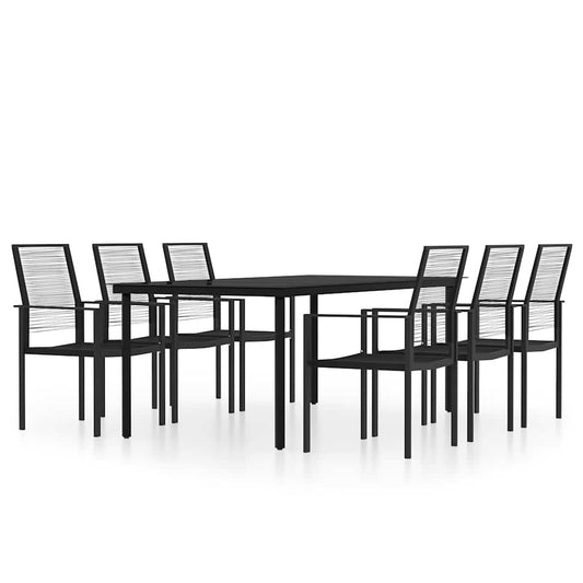 7 Piece Garden Dining Set Black