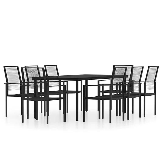 9 Piece Garden Dining Set Black