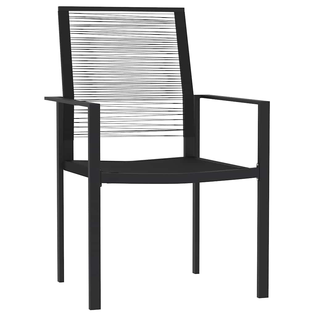 Dining Set | Black | Powder-Coated Steel, Glass, PVC Hollow Rattan