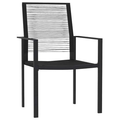 Dining Set | Black | Powder-Coated Steel, Glass, PVC Hollow Rattan