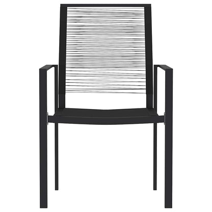 Dining Set | Black | Powder-Coated Steel, Glass, PVC Hollow Rattan
