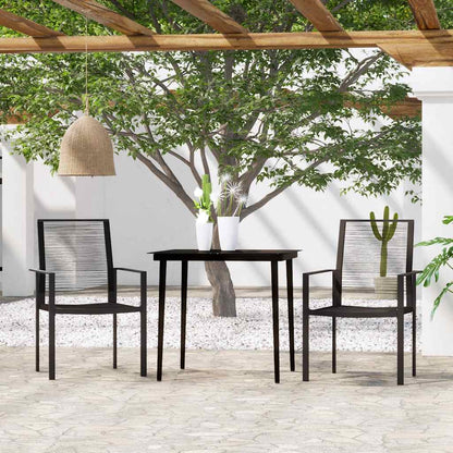 Dining Set | Black | Powder-Coated Steel, Glass, PVC Hollow Rattan