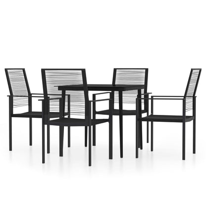Dining Set | Black | Powder-coated steel, Glass, PVC hollow rattan