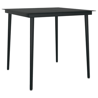 Dining Set | Black | Powder-coated steel, Glass, PVC hollow rattan