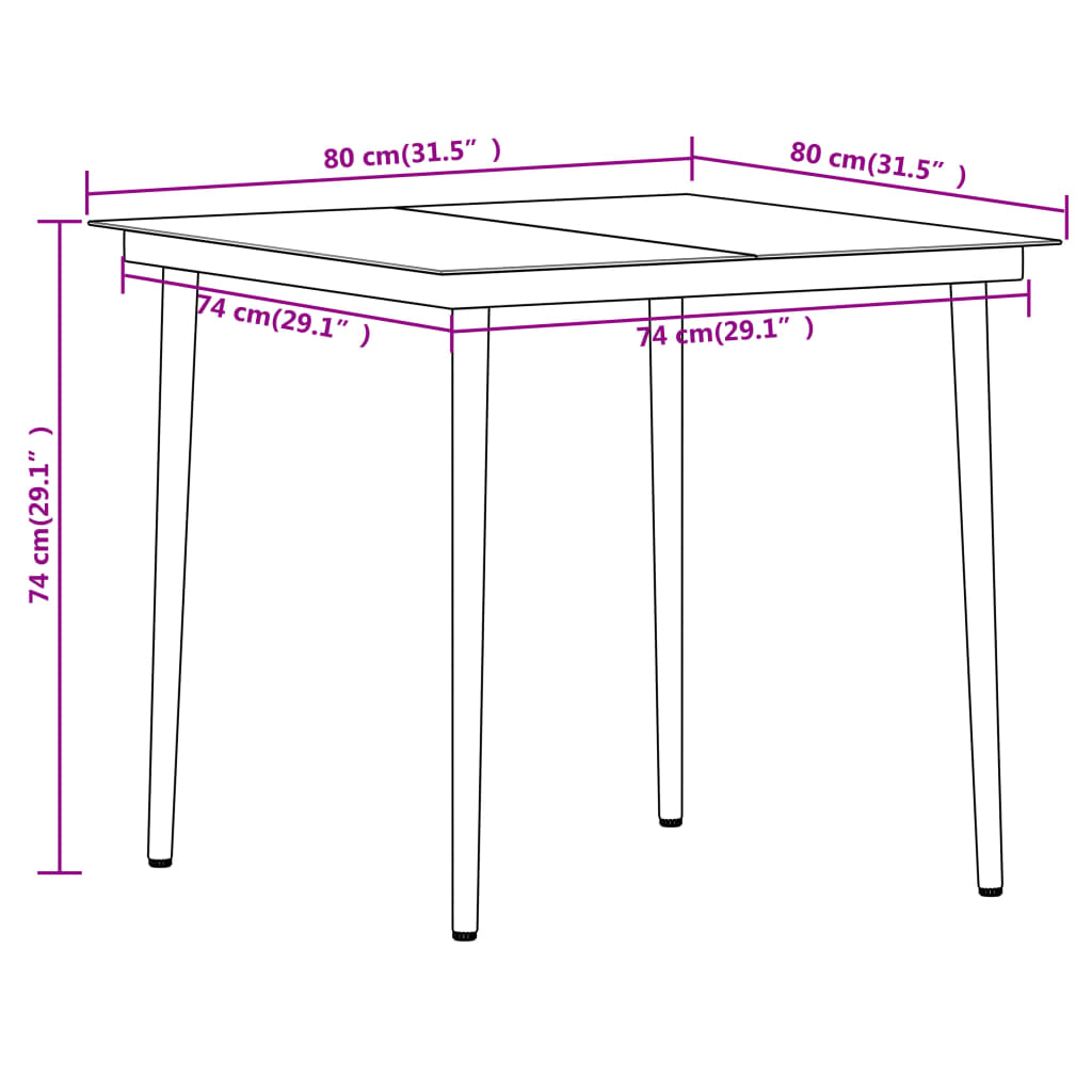 Dining Set | Black | Powder-coated steel, Glass, PVC hollow rattan