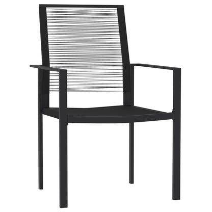 Dining Set | Black | Powder-coated steel, glass, PVC rattan