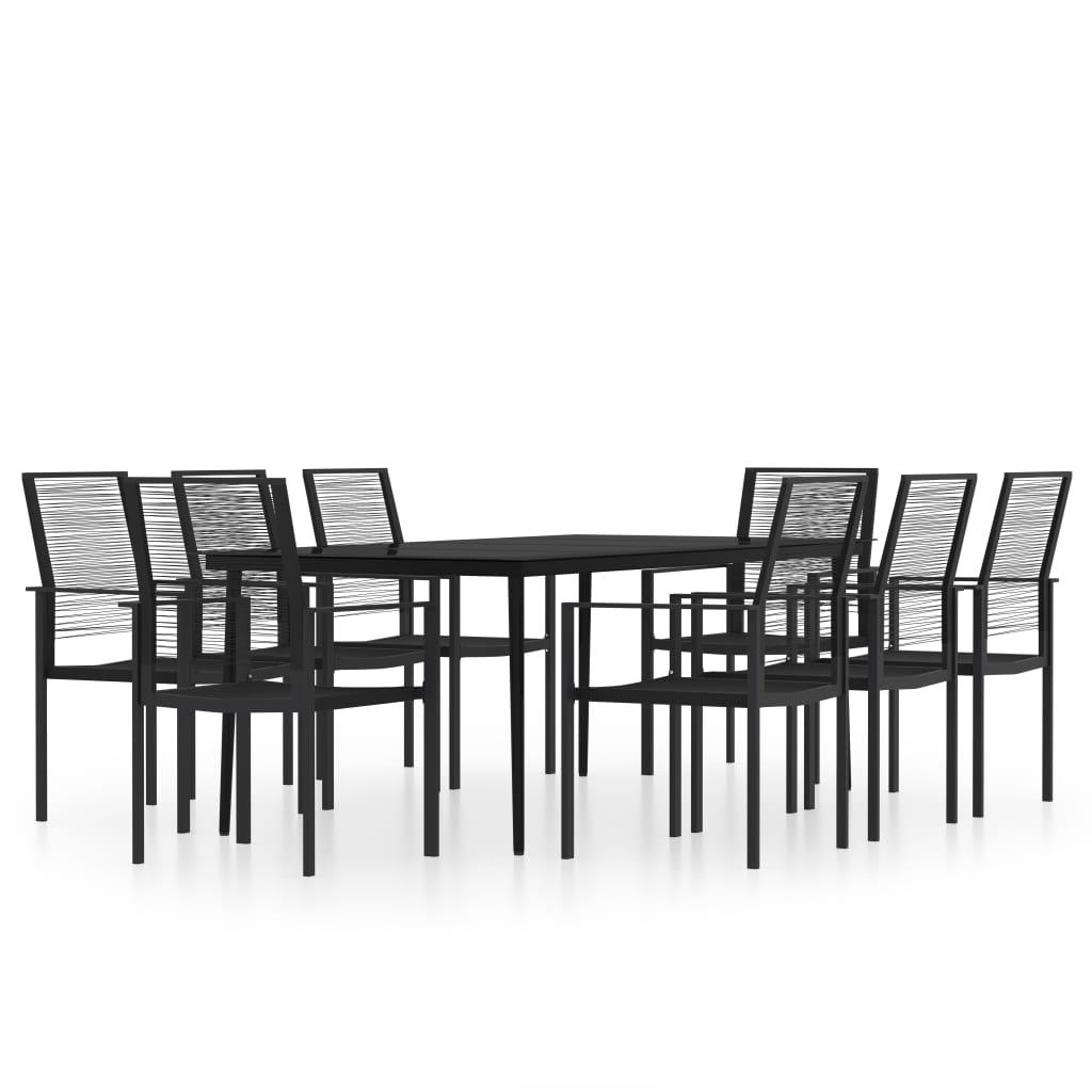 Dining Set | Black | Powder-coated steel | Large | Durable