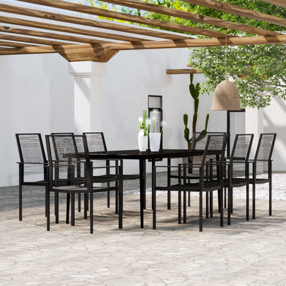 Dining Set | Black | Powder-coated steel | Large | Durable