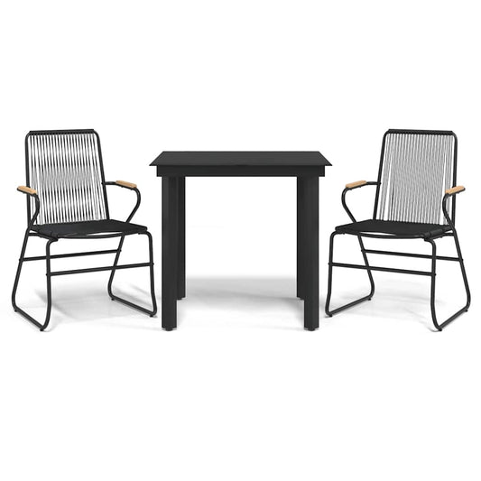 3 Piece Garden Dining Set Black PVC Rattan