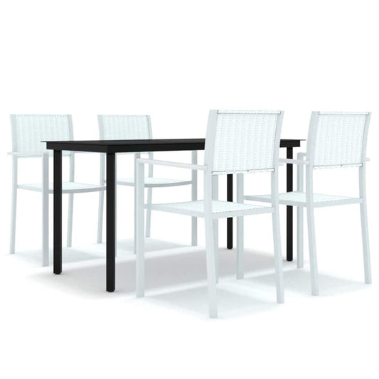 5 Piece Garden Dining Set White